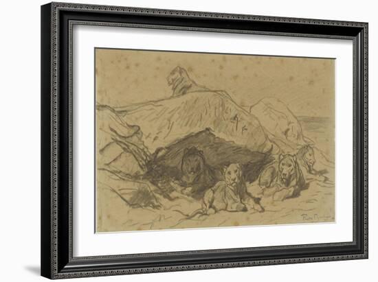 Cinq lions ou lionnes dans les rochers-Rosa Bonheur-Framed Giclee Print