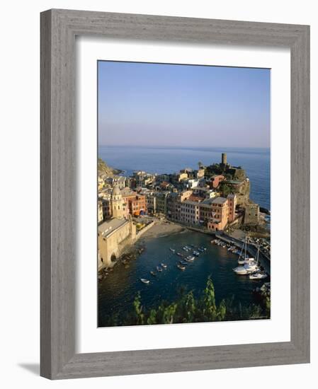 Cinque Terre, Coastal View and Village, Vernazza, Liguria, Italy-Steve Vidler-Framed Photographic Print