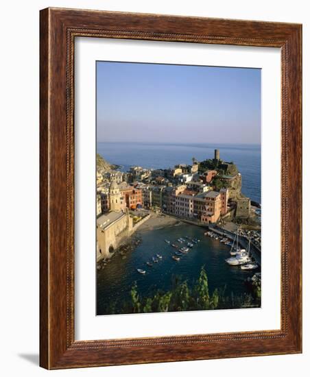 Cinque Terre, Coastal View and Village, Vernazza, Liguria, Italy-Steve Vidler-Framed Photographic Print