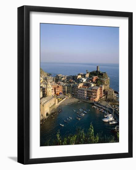 Cinque Terre, Coastal View and Village, Vernazza, Liguria, Italy-Steve Vidler-Framed Photographic Print