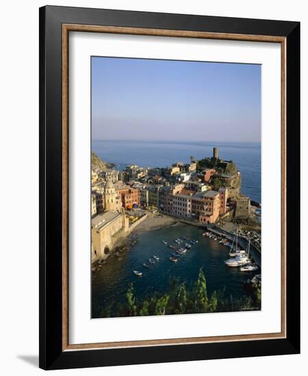 Cinque Terre, Coastal View and Village, Vernazza, Liguria, Italy-Steve Vidler-Framed Photographic Print