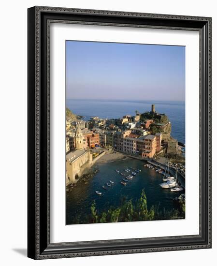 Cinque Terre, Coastal View and Village, Vernazza, Liguria, Italy-Steve Vidler-Framed Photographic Print