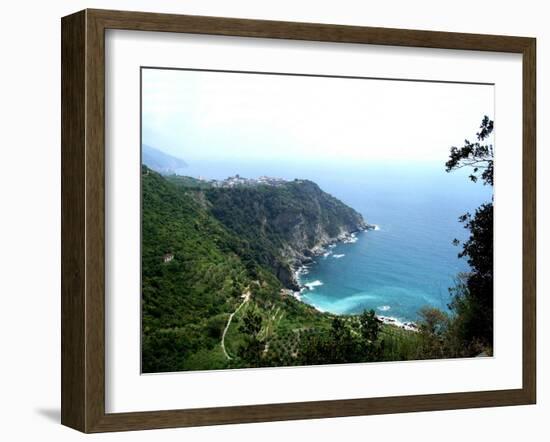 Cinque Terre Corniglia with vineyards-Marilyn Dunlap-Framed Art Print