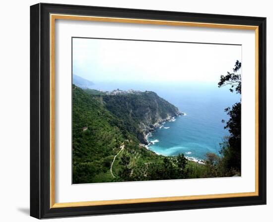 Cinque Terre Corniglia with vineyards-Marilyn Dunlap-Framed Art Print