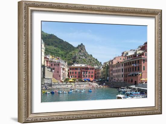 Cinque Terre Vernazza Harbor-Marilyn Dunlap-Framed Art Print