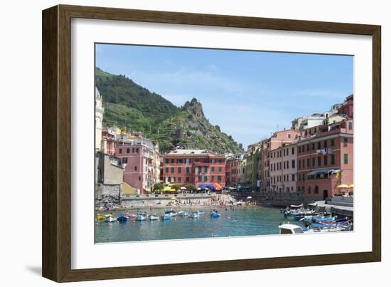 Cinque Terre Vernazza Harbor-Marilyn Dunlap-Framed Art Print