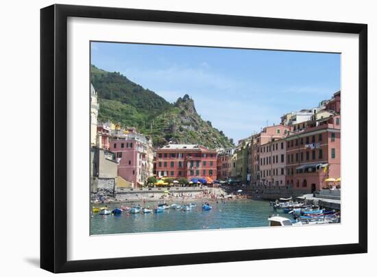 Cinque Terre Vernazza Harbor-Marilyn Dunlap-Framed Art Print