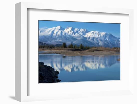 Cinquefoil Mountain Reflects in the Athabasca River, Jasper National Park, Canada-Richard Wright-Framed Photographic Print