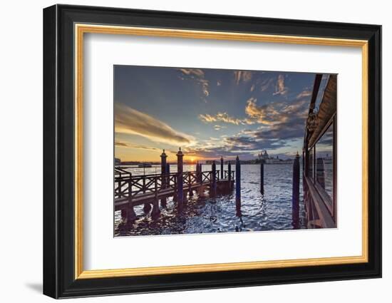 Cip's Club Restaurant and Mooring of the 5 Star Hotel Cipriani, at Sunset-Cahir Davitt-Framed Photographic Print