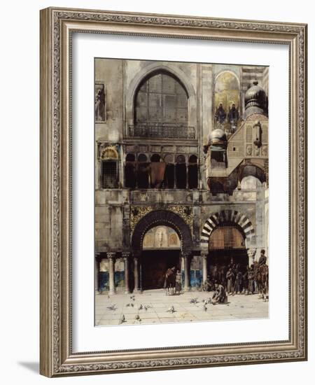 Circassian Cavalry Await their Commander at the Door of a Byzantine Monument, Memory of the Orient-Alberto Pasini-Framed Giclee Print