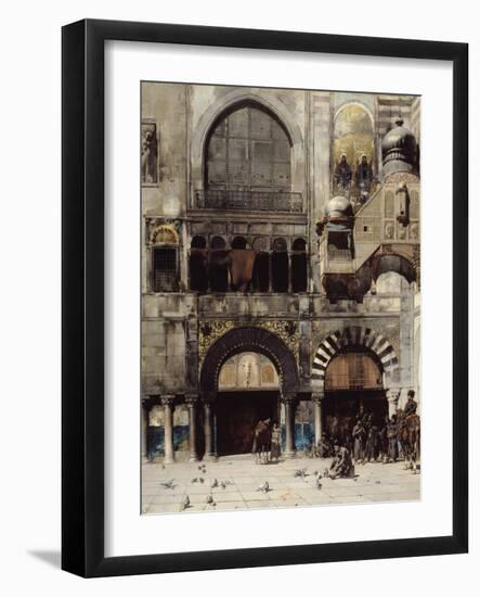 Circassian Cavalry Await their Commander at the Door of a Byzantine Monument, Memory of the Orient-Alberto Pasini-Framed Giclee Print