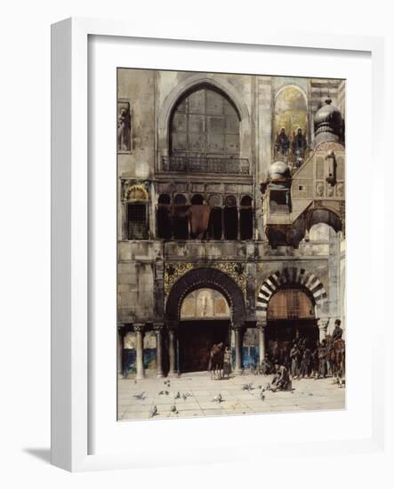 Circassian Cavalry Await their Commander at the Door of a Byzantine Monument, Memory of the Orient-Alberto Pasini-Framed Giclee Print