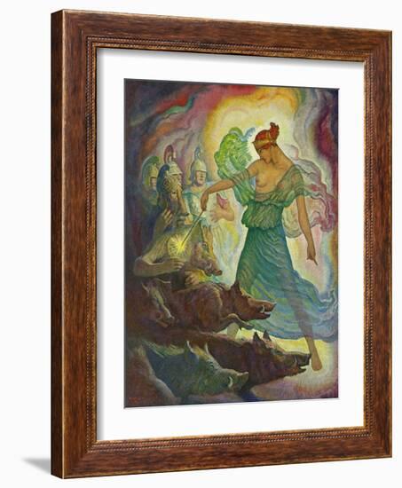 Circe and He Swine, 1929 (Litho)-Newell Convers Wyeth-Framed Giclee Print