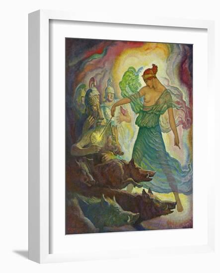 Circe and He Swine, 1929 (Litho)-Newell Convers Wyeth-Framed Giclee Print