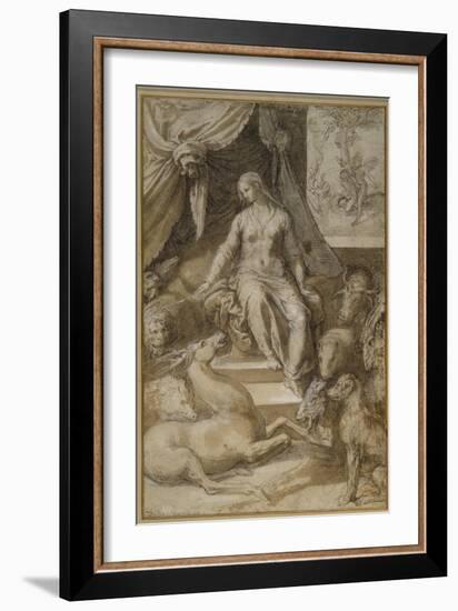 Circe Seated, the Bewitched Argonauts Transmogrified-Taddeo Zuccaro-Framed Giclee Print