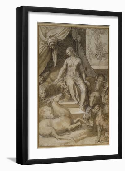 Circe Seated, the Bewitched Argonauts Transmogrified-Taddeo Zuccaro-Framed Giclee Print