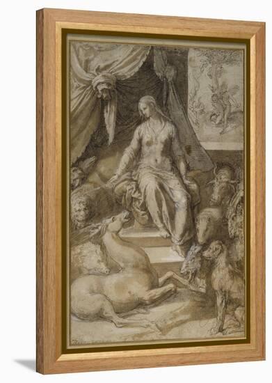 Circe Seated, the Bewitched Argonauts Transmogrified-Taddeo Zuccaro-Framed Premier Image Canvas