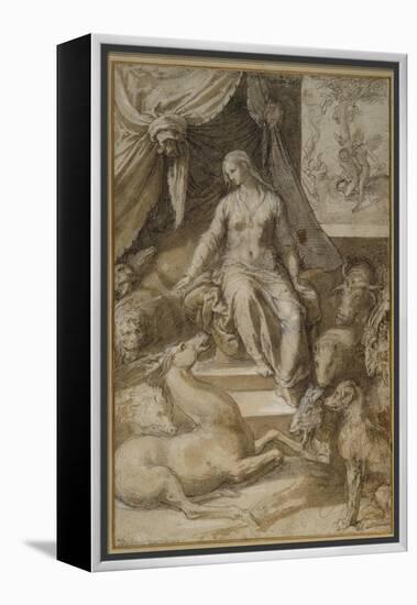 Circe Seated, the Bewitched Argonauts Transmogrified-Taddeo Zuccaro-Framed Premier Image Canvas