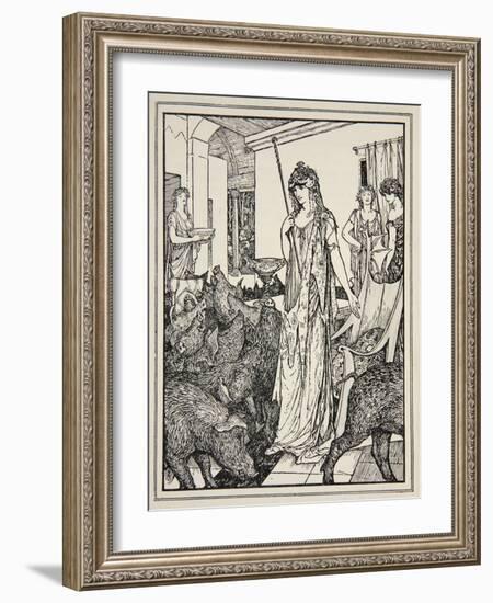 Circe Sends the Swine (The Companions of Ulysses) to the Styes, Frontispiece from 'Tales of the…-Henry Justice Ford-Framed Giclee Print