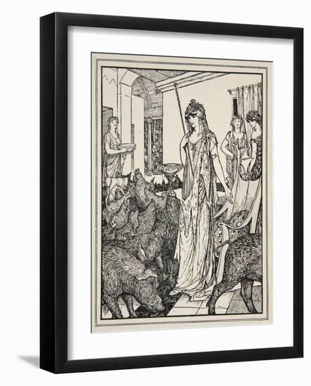 Circe Sends the Swine (The Companions of Ulysses) to the Styes, Frontispiece from 'Tales of the…-Henry Justice Ford-Framed Giclee Print