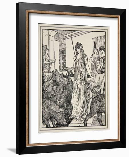 Circe Sends the Swine (The Companions of Ulysses) to the Styes, Frontispiece from 'Tales of the…-Henry Justice Ford-Framed Giclee Print