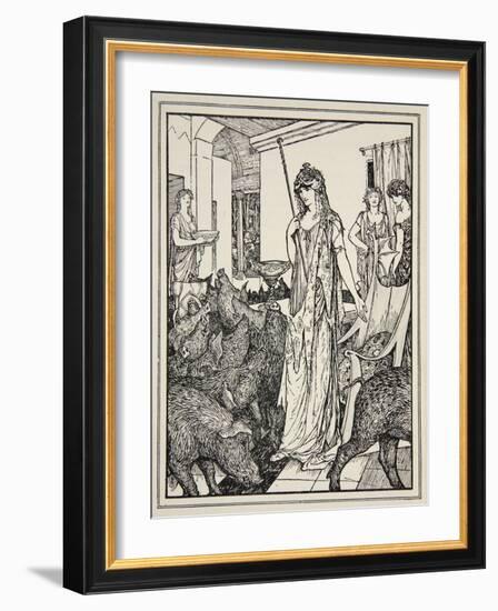 Circe Sends the Swine (The Companions of Ulysses) to the Styes, Frontispiece from 'Tales of the…-Henry Justice Ford-Framed Giclee Print