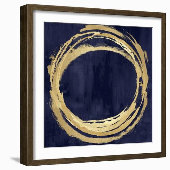 Circle Gold on Blue II-Natalie Harris-Framed Art Print