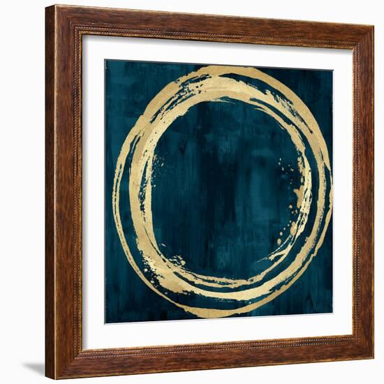 Circle Gold on Teal I-Natalie Harris-Framed Art Print