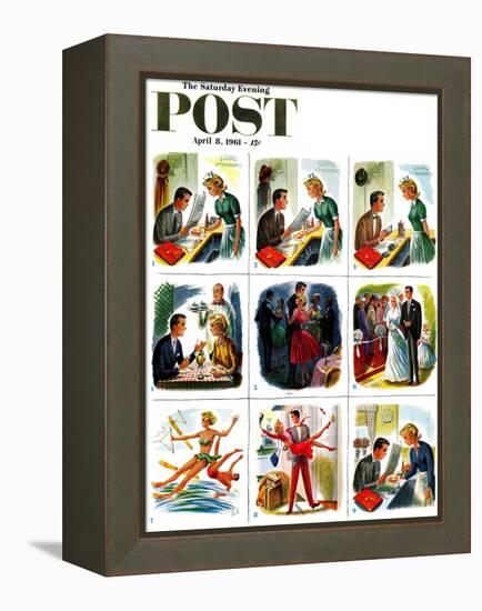 "Circle of Love," Saturday Evening Post Cover, April 8, 1961-Constantin Alajalov-Framed Premier Image Canvas