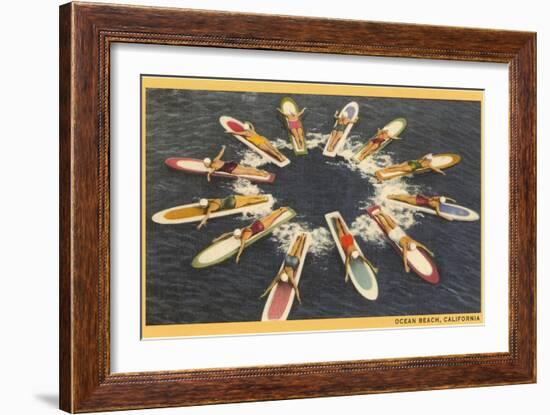 Circle of Paddle Boards, Ocean Beach-null-Framed Art Print