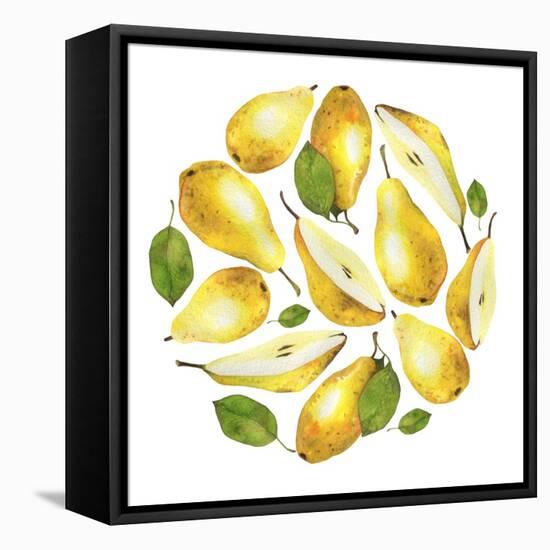 Circle of Yellow Pears-Maria Mirnaya-Framed Stretched Canvas