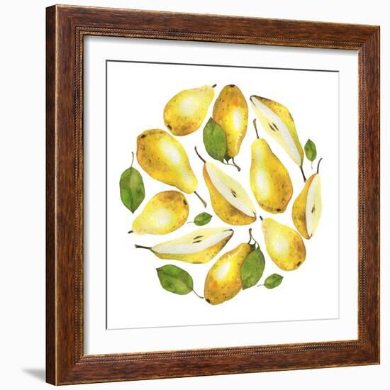 Circle of Yellow Pears-Maria Mirnaya-Framed Art Print