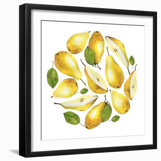 Circle of Yellow Pears-Maria Mirnaya-Framed Art Print