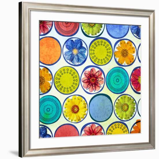 Circle Pattern with Flowers II-Irena Orlov-Framed Art Print