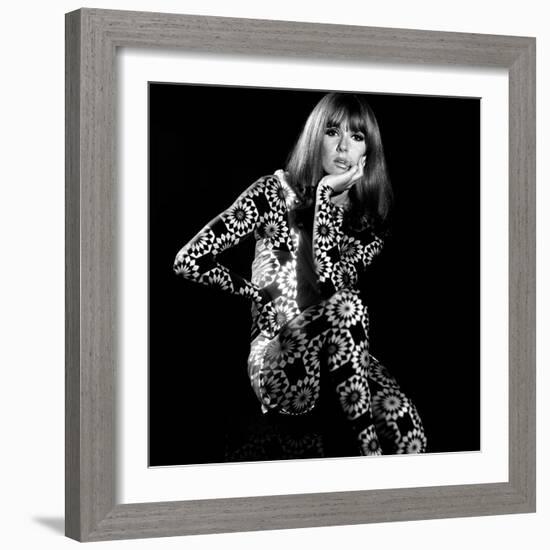 Circle Patterned Projection on Model with Hand on Face, 1960s-John French-Framed Giclee Print