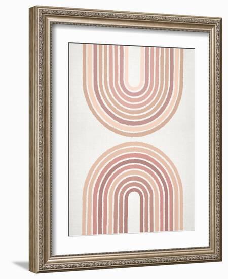 Circle X Lines Peach, 2024-Parker Ross-Framed Art Print