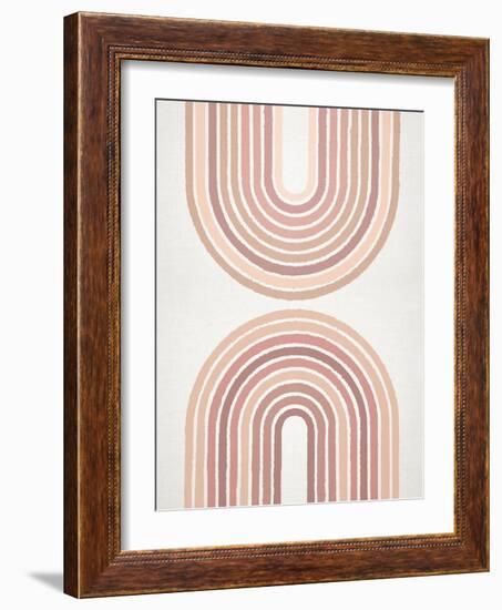 Circle X Lines Peach, 2024-Parker Ross-Framed Art Print