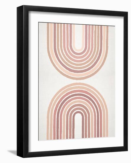 Circle X Lines Peach, 2024-Parker Ross-Framed Art Print