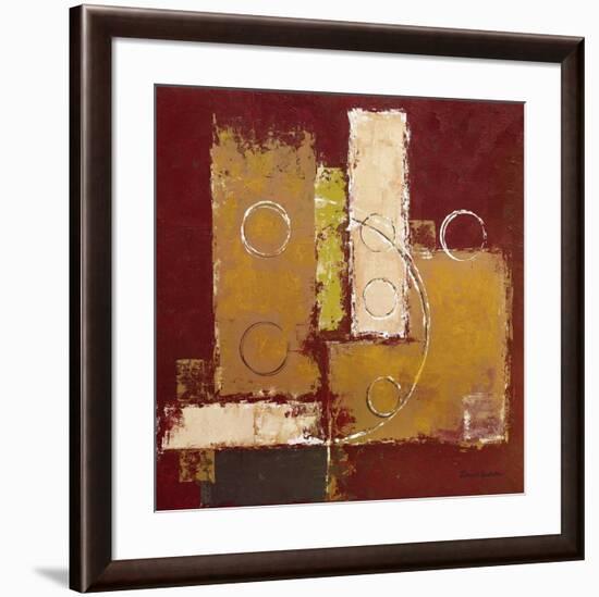 Circles on Red and Brown I-David Sedalia-Framed Art Print