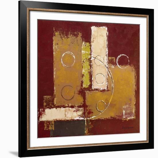 Circles on Red and Brown I-David Sedalia-Framed Art Print