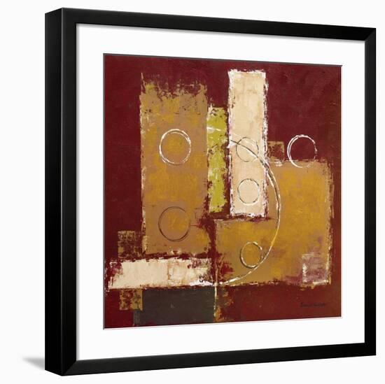 Circles on Red and Brown I-David Sedalia-Framed Art Print