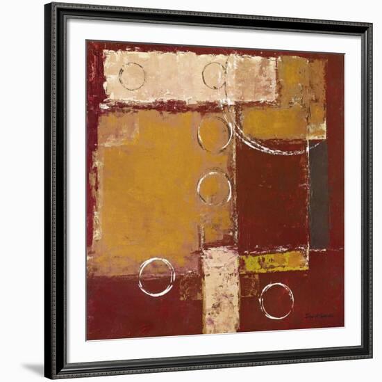 Circles on Red and Brown II-David Sedalia-Framed Art Print