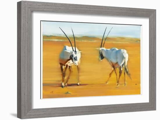 Circling Arabian Oryx, 2010-Mark Adlington-Framed Giclee Print