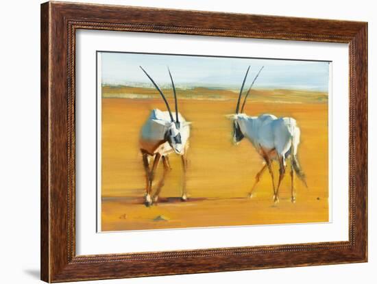 Circling Arabian Oryx, 2010-Mark Adlington-Framed Giclee Print