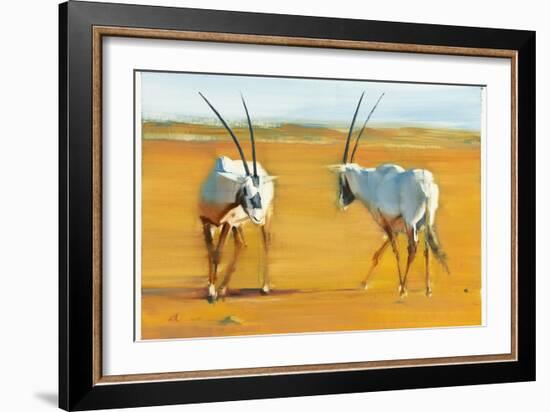 Circling Arabian Oryx, 2010-Mark Adlington-Framed Giclee Print