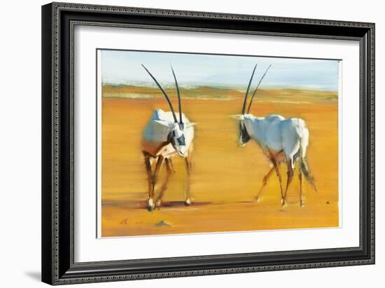 Circling Arabian Oryx, 2010-Mark Adlington-Framed Giclee Print