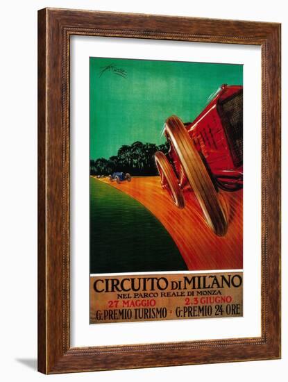 Circuito Di Milano Vintage Poster - Europe-Lantern Press-Framed Art Print