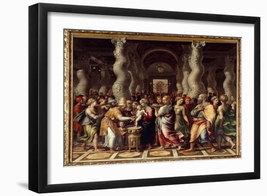 Circumcision Religious Ceremony for the Circumcision of Christ, 16Th Century (Oil on Canvas)-Giulio Romano-Framed Giclee Print