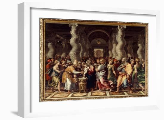 Circumcision Religious Ceremony for the Circumcision of Christ, 16Th Century (Oil on Canvas)-Giulio Romano-Framed Giclee Print