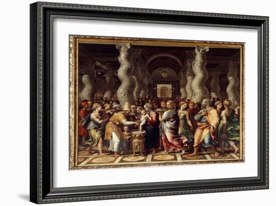 Circumcision Religious Ceremony for the Circumcision of Christ, 16Th Century (Oil on Canvas)-Giulio Romano-Framed Giclee Print